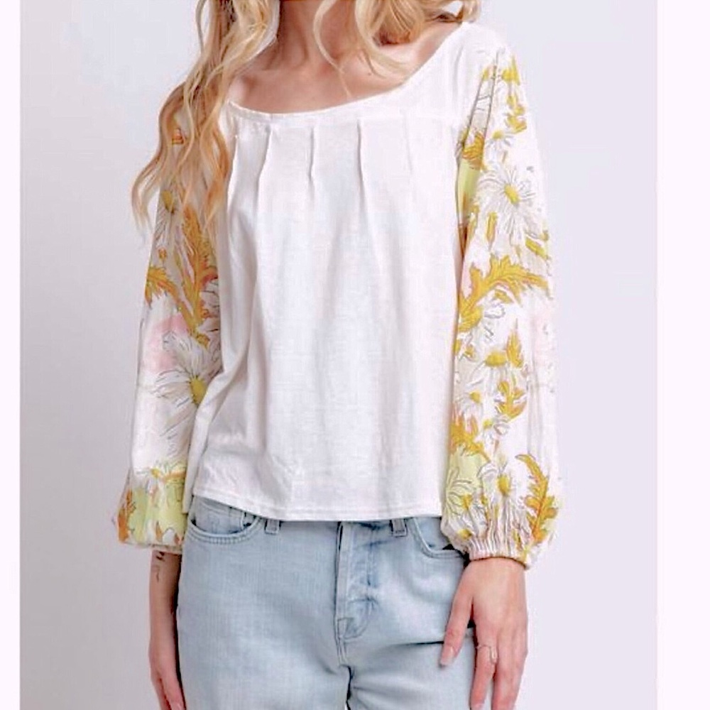 Free People Mixed Media Boho Blouse
